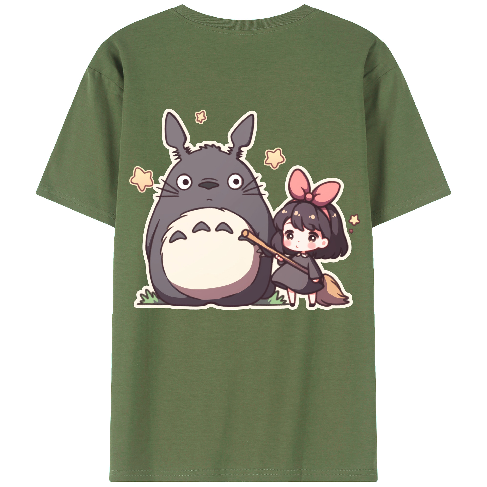 （画像用） となりのトトロ 草壁メイ 草壁サツキ My Neighbor Totoro Satsuki Kusakabe Mei Kusakabe 綿100％ メンズ半袖Tシャツ（バックプリント） 通気性